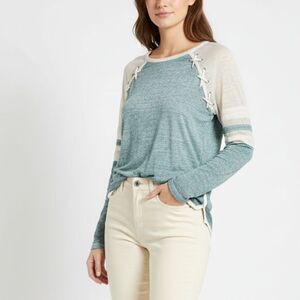 Fitz + Eddi Blue & Ivory Long Sleeve Tee T Shirt L